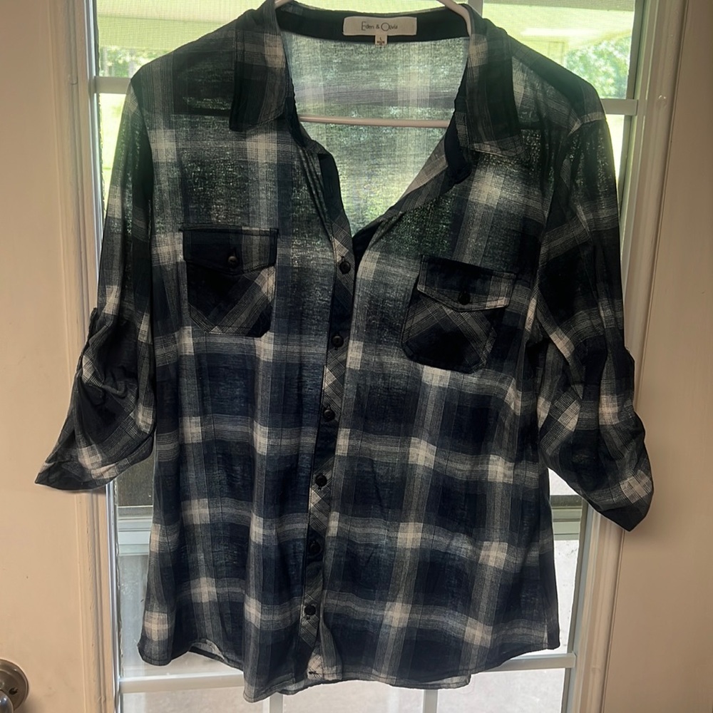 Eden & Olivia navy blue flannel